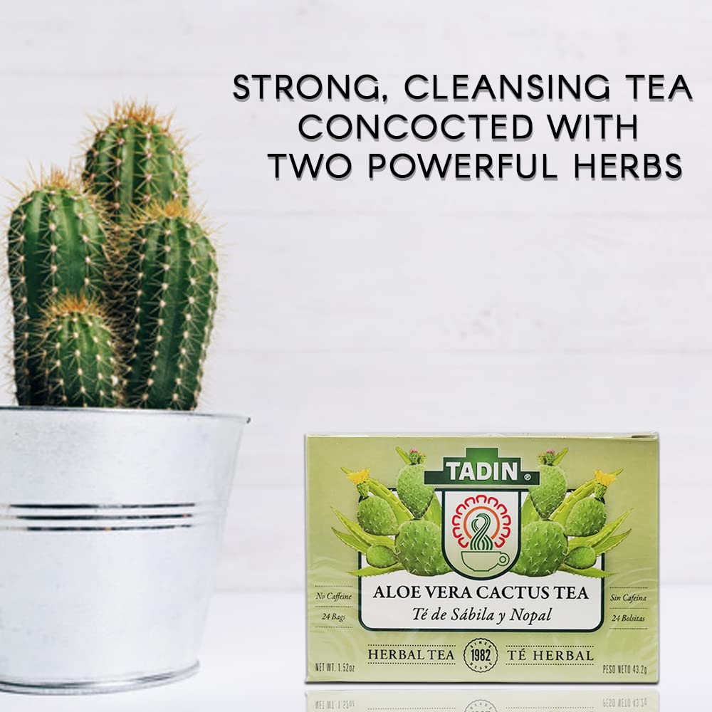 Tadin Tea Aloe Vera With Cactus 24 Bags - Te De Sabila Con Nopal - Tea
