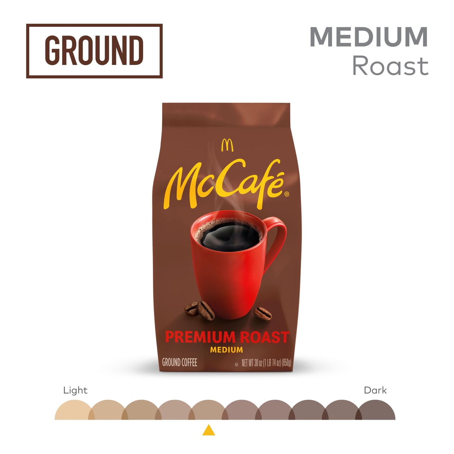 McCafe Premium Roast, Ground Coffee, Medium Roast, Premium Quality, Responsibly Sourced, Kosher Certified, 30oz. Bag