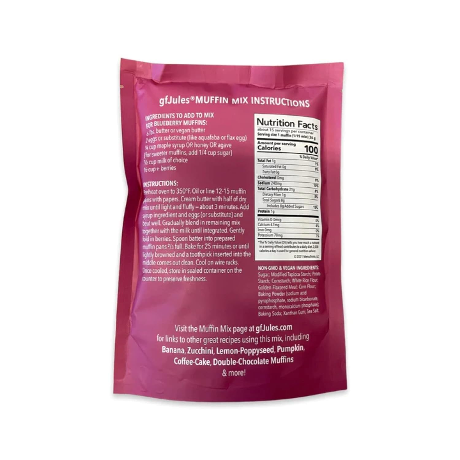 gfJules Certified Gluten Free Muffin Baking Mix | No Grit, Non-GMO, Vegan | Certified Top 9 Allergen-Free & Kosher | Makes 15 Muffins | 14 Ounces