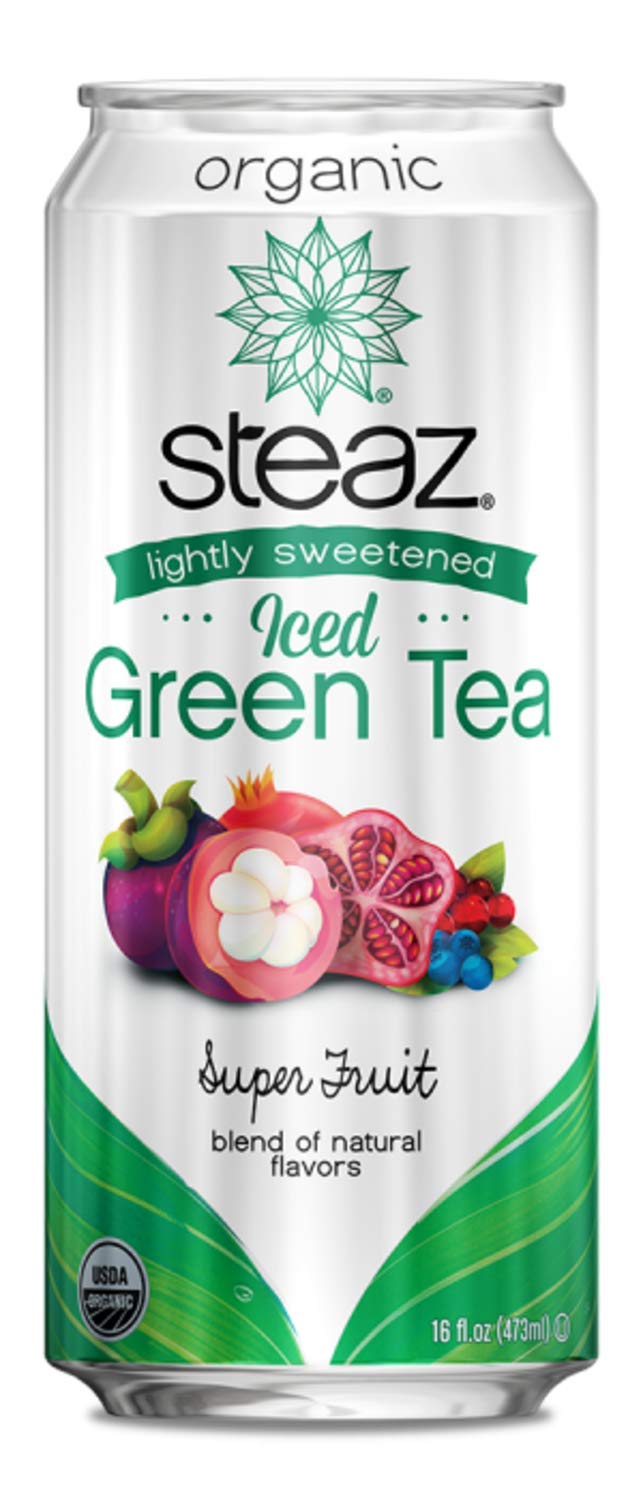 Steaz Lightly Sweetend Iced Green Tea, 16 OZ (Super Fruit)