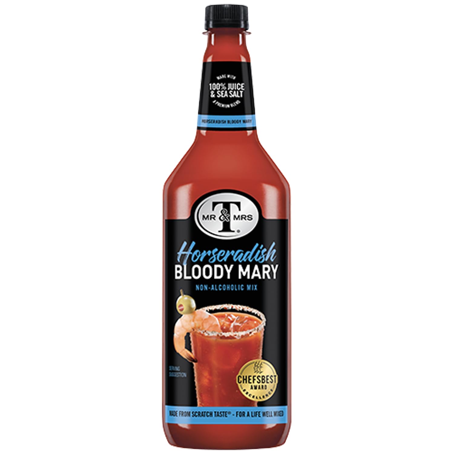 Mr & Mrs T Horseradish Bloody Mary Mix, 1L Bottle, - Premium Cocktail Mixer for Bloody Marys, Ready to Use