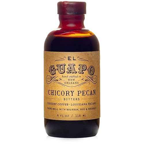 El Guapo Chicory Pecan Bitters 118ml - Handcrafted Aromatic Coffee & Pecan Flavor for Cocktails - Alcohol Free Award Winning Southern Specialty