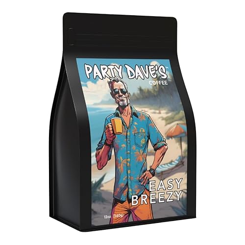 Party Dave’s Easy Breezy Sumatran Mandheling Whole Bean Coffee - Single Origin Indonesia - 100% Arabica, Medium-Dark Roast - Rich & Smooth with Brown