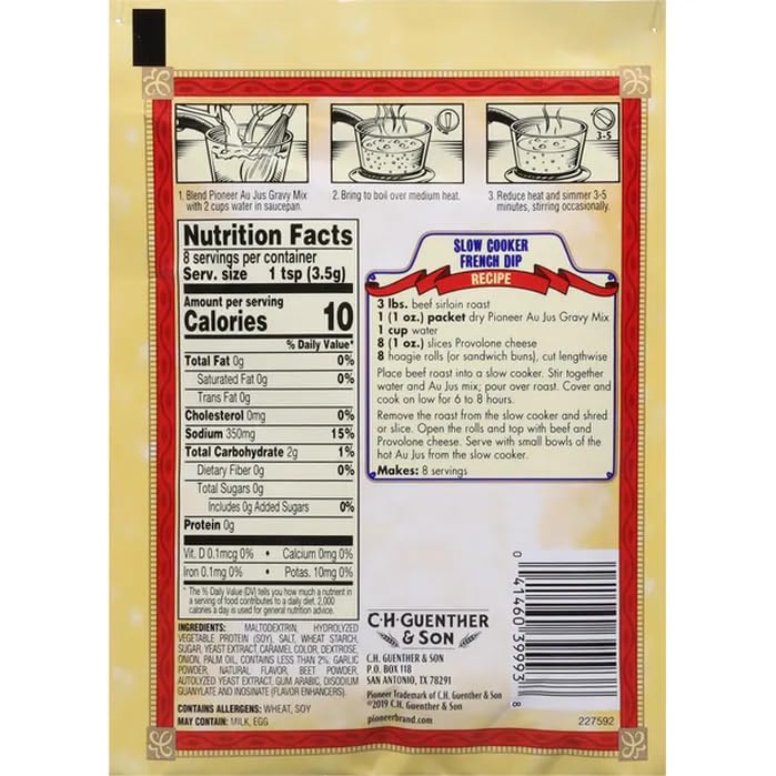 Pioneer Brand Gravy Mix Packets - Makes 2 Cups (Pack of 12) (French Dip Au Jus)