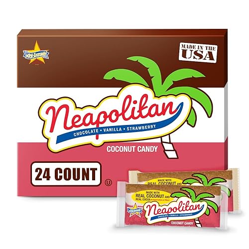 Atkinson's Neapolitan Coconut Bar Strawberry Vanilla Chocolate 1.65oz 24ct Pack