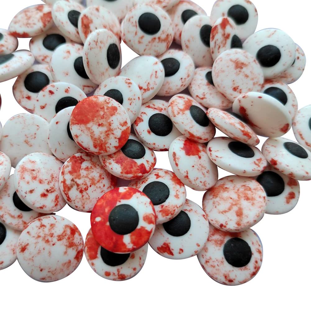 2 Bottles Candy Eyeballs Bloody Red Eyes Cake Cupcake Toppers Cookie Decorations,Two Size Mixed, Edible Dessert Sprinkles for Halloween Christmas Cake