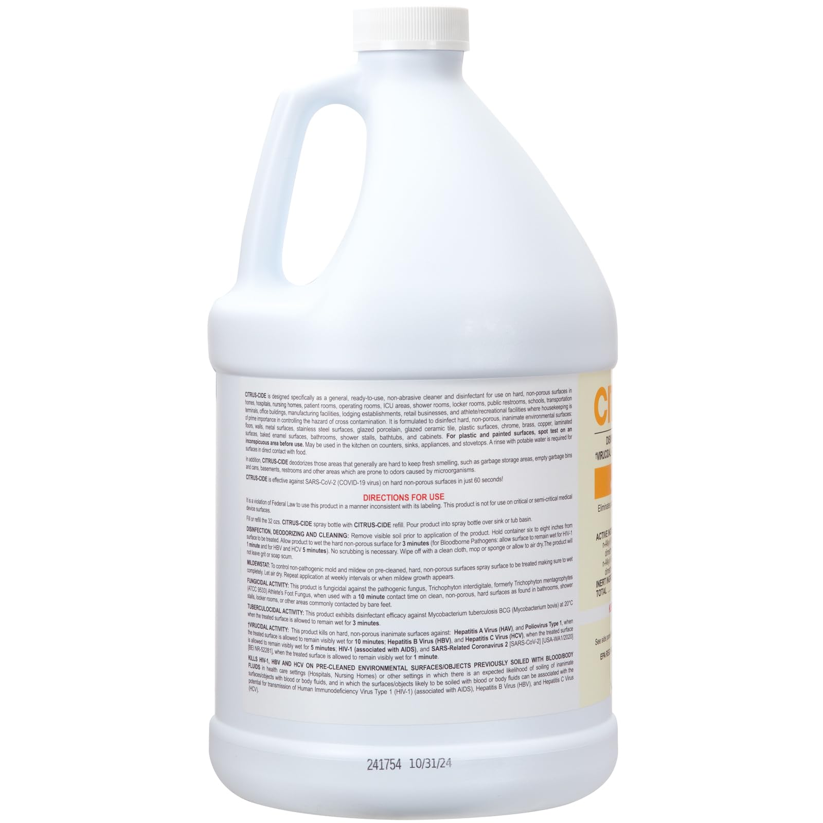 ForPro Citrus-Cide Hospital Grade Disinfectant Cleaner, All Purpose Cleaner, Disinfectant & Deodorizer, Citrus Scent, 1 Gallon Refill (128 fl. oz.)