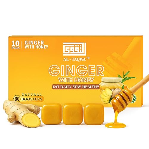 Al Taqwa Ginger with Honey Candy - 10 Pack (60 Natural Boosters) - Hard Candy with Ginger, Honey, Sugar & Corn Syrup - Natural Remedy for Digestion