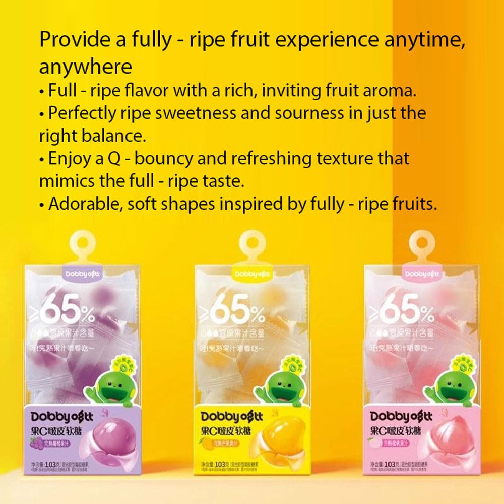 Fruit Juice Gummy Candy, Assorted Flavors, 103g, 3 Pack (Mango)