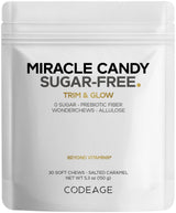 Codeage Miracle Candy Sugar-Free Candies, Salted Caramel Flavor Soft Chews - Allulose, Prebiotic Fiber - Low-Calorie Wonderchews - 0g Sugar Soft Chews