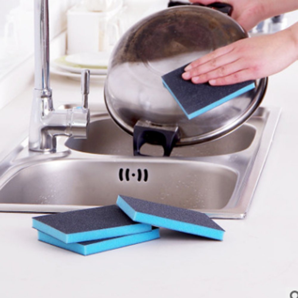 EORTA 8 Pcs Magic Cleaning Sponges Multi-Use Heavy Duty Scrub Scouring Eraser Pads with Carborundum Non-Scratch Emery Cleaner for Kitchen, Bathroom