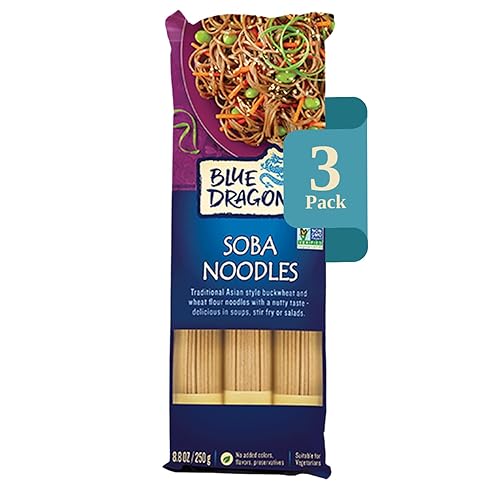 Blue Dragon Dried Soba Noodles - 8.8oz (Pack of 3) - Traditional Buckwheat & Wheat Flour Noodles - Versatile Base for Soups, Stir-Fries & Cold Salads
