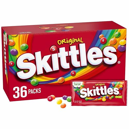 SKITTLES Original Chewy Candy, Full Size 2.17 oz Individually Wrapped Packs of Full Size Candies 36 Count