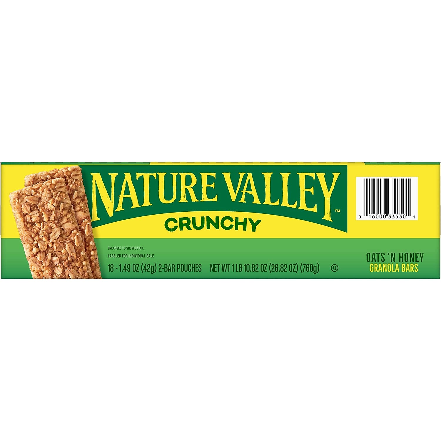 Nature Valley SN3353 Nature Valley Granola Bars, Oats'n Honey Cereal, 1.5oz Bar, 18/Box