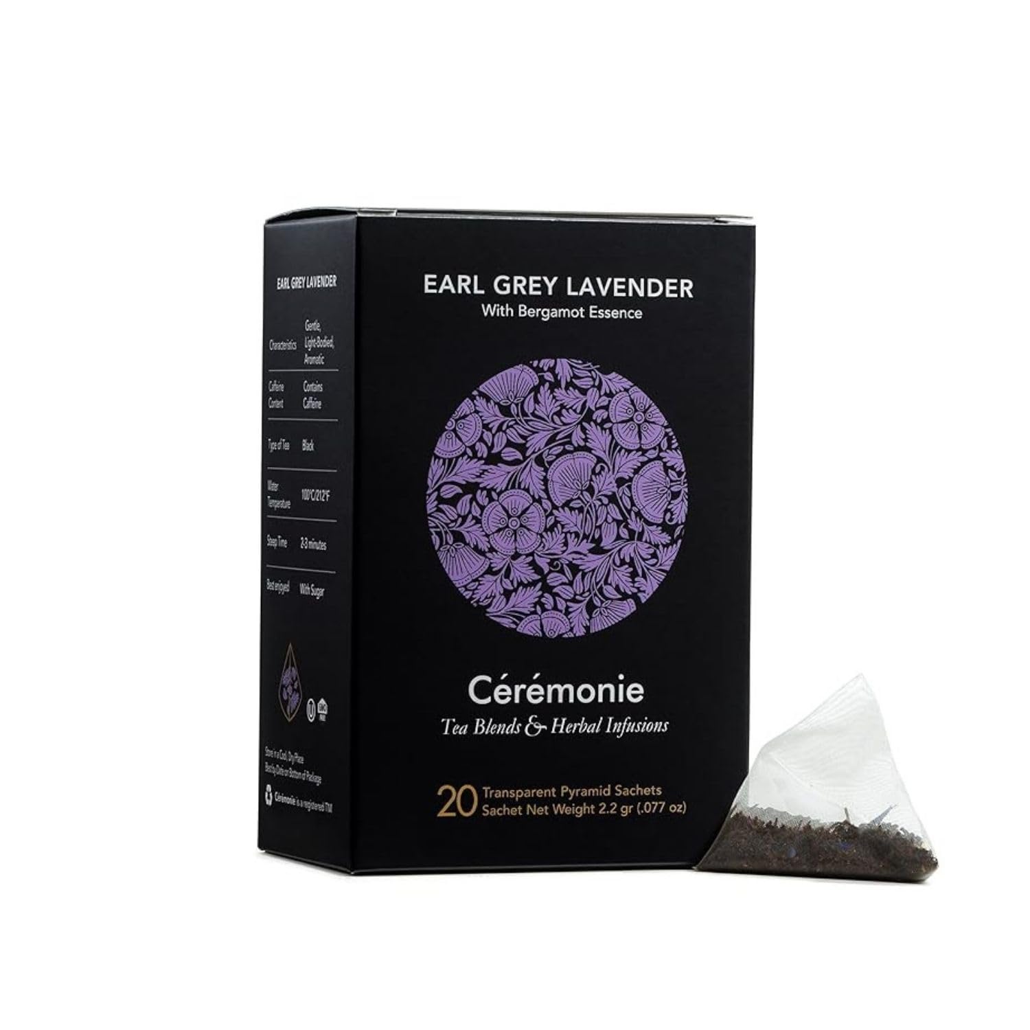 Ceremonie Earl Grey Lavender Tea - Rich Black Tea Infused With Touch of Lavender & Bergamot Essence - Gentle, Light-Bodied, Kosher & Aromatic