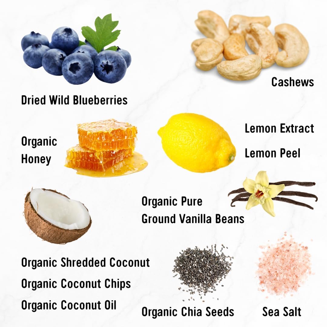 Taos Bakes - Blueberry Lemon + Cashew Coconut & Dark Chocolate + Tart Cherry Flavors - Breakfast Bars - Gluten Free Granola Bars - Healthy Snacks
