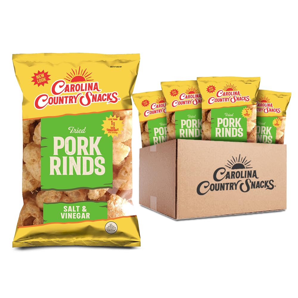 Carolina Country Snacks - Fried Pork Rinds Salt & Vinegar 1.75 oz (50g) | Bold Flavor, Crunchy Delight