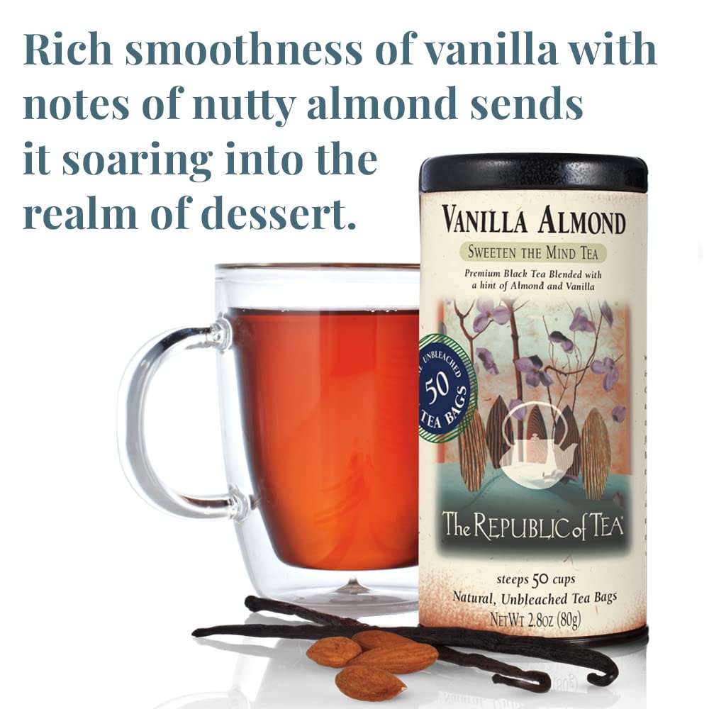 The Republic of Tea - Vanilla Almond Black Tea, 50 Tea Bags, Unique Blend Of Vanilla And Almond Tea