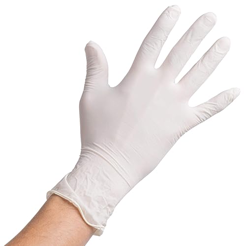 Lakesstory Extra Large Powdered Disposable Latex Gloves for Foodservice Extra Large Size Pack of 100 (White)
