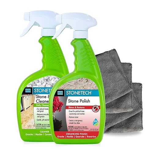 StoneTech Stone & Tile Cleaner and Stone Polish Duo - Daily Cleaner & Polish for Granite, Marble, Quartzite, Travertine - Removes Dirt & Restores