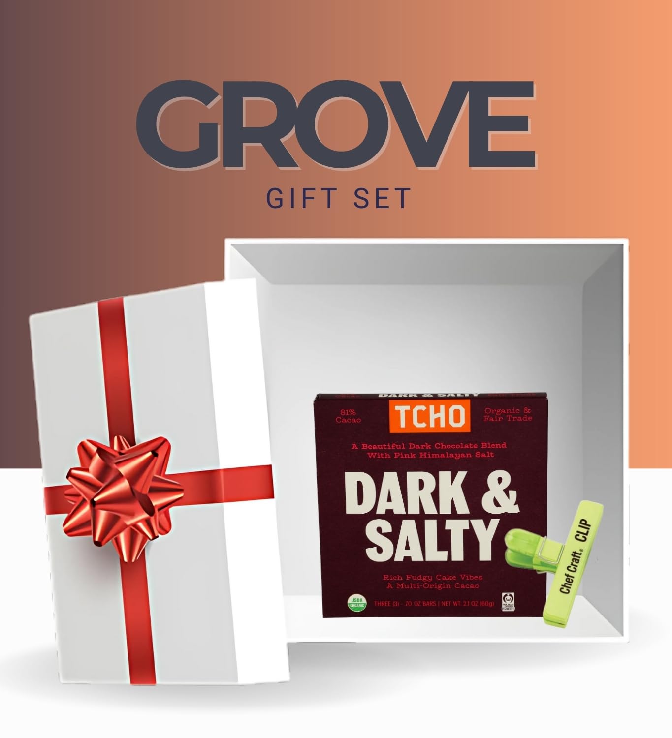 Bar Choc Dark And Salty, 2.5 OZ Bundle with Plastic Bag Clip - Rich Chocolate with Salty Crunch for Snacking and Resealable Bag Clip for Freshness