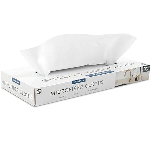 S&T INC. 30 Pack Reusable Paper Towels with Box, Non Woven Towels for Home, Microfiber Towels for Cars, Cleaning Rags, White, 12 Inches x 12 Inches