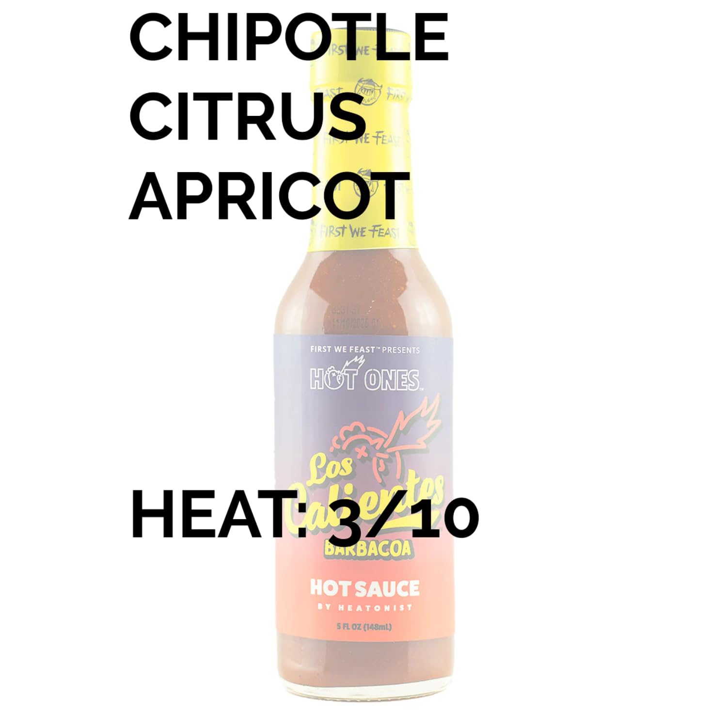 Hot Ones Los Calientes Barbacoa Hot Sauce Made With Natural Ingredients & Powerful Flavors From Smoked Red Jalapeno, Chipotle & Habanero Peppers, 5 fl