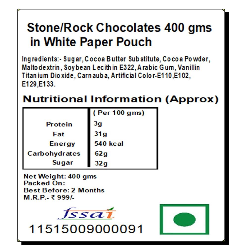 Jaiccha Ghasitaram Stone/ Rock Chocolates 800 GMS in White Paper Pouch