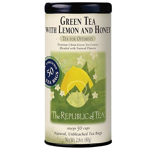 The Republic of Tea - Green Tea with Lemon and Honey Tea Bags, Low Caffeine, 50 Servings