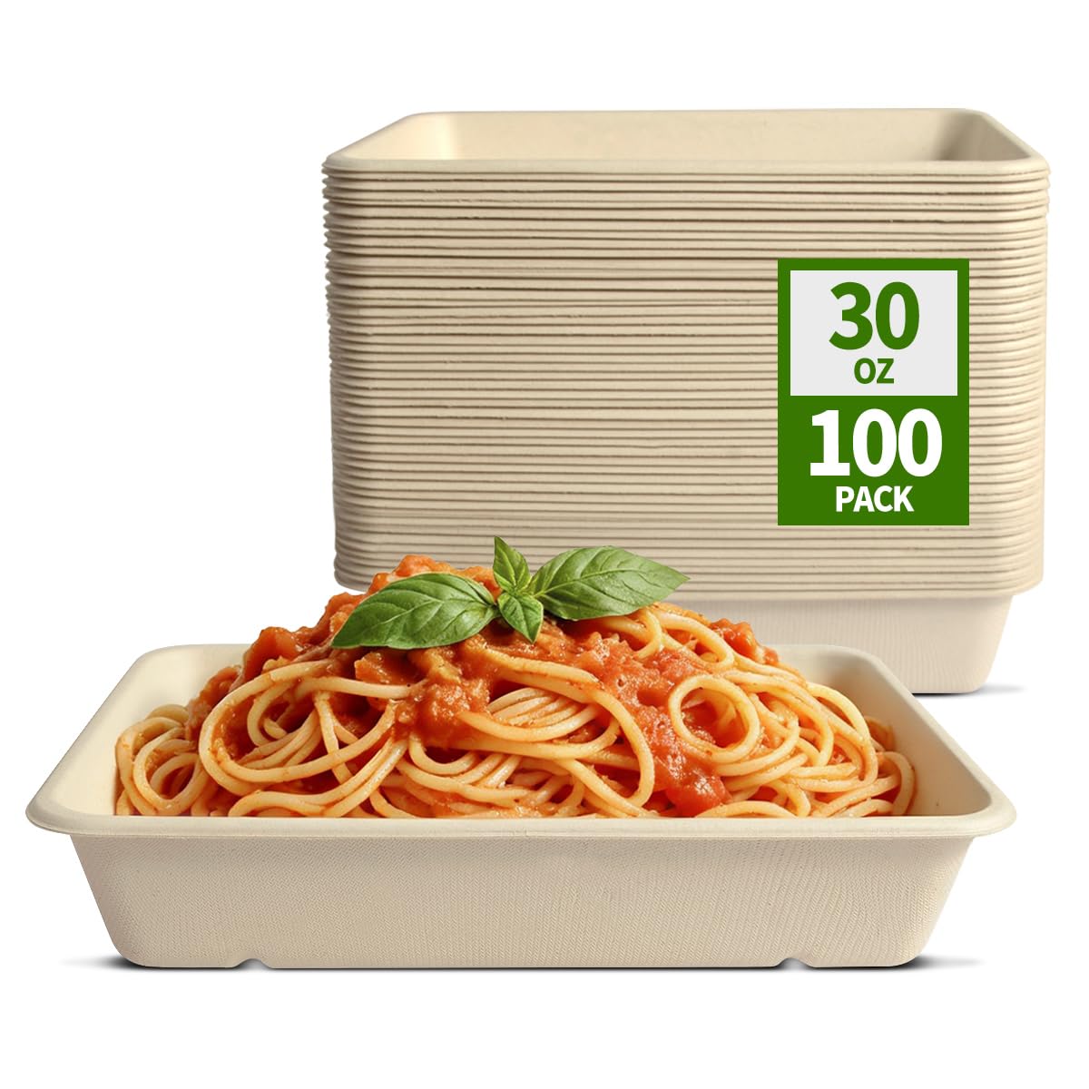 AICHEF 100 Pack 30 oz Large Paper Bowls for Salad, Pasta, Nacho, Burrito, Microwavable Wide Deep Disposable Bowls for Potato, Taco Bar Party Catering