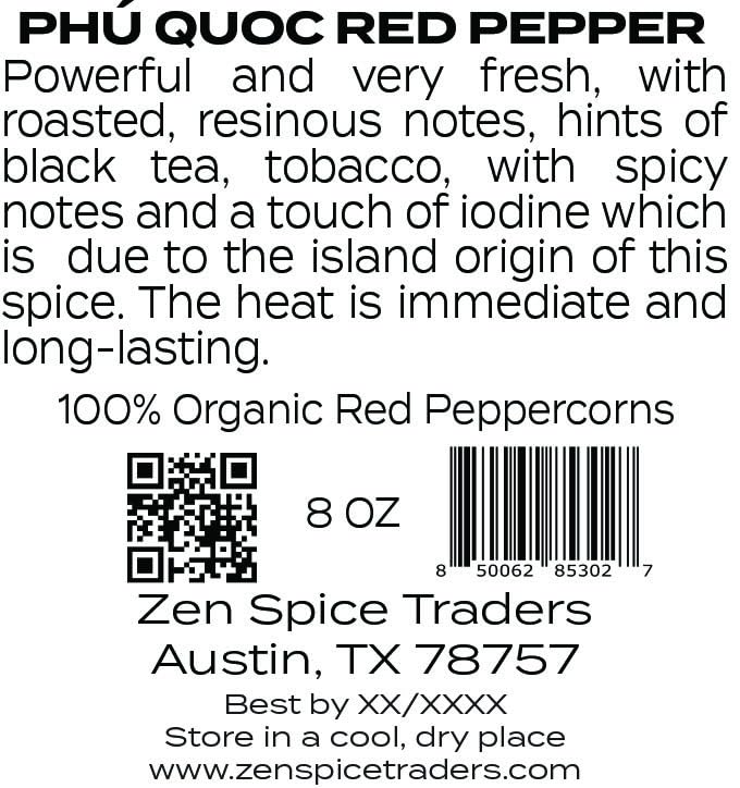 Organic Phú Qu?c Red Peppercorns - Vietnam 8oz