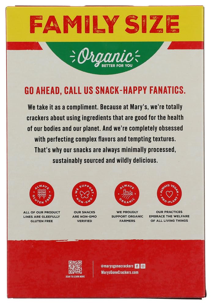 Marys Gone Crackers Organic Original Family Size Crackers, 7 OZ