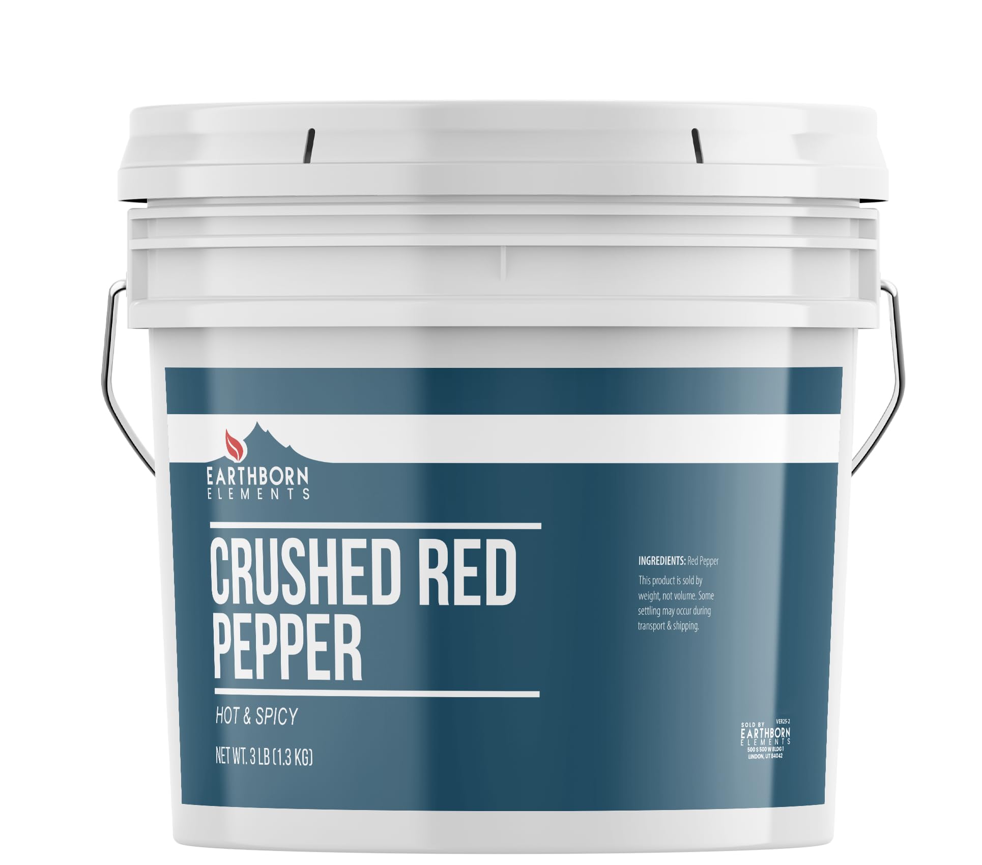 Earthborn Elements Crushed Red Pepper Flakes 1 Gallon Bucket, Pizza Topping, Hot & Spicy Flavor (48 Ounce)