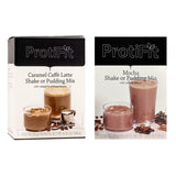 PROTIFIT - High Protein Caramel Caffe Latte & Mocha Pudding & Shake Mix 2 Pack, 15g Protein, Low Calorie, Low Fat, Low Carb, Aspartame Free, Idea