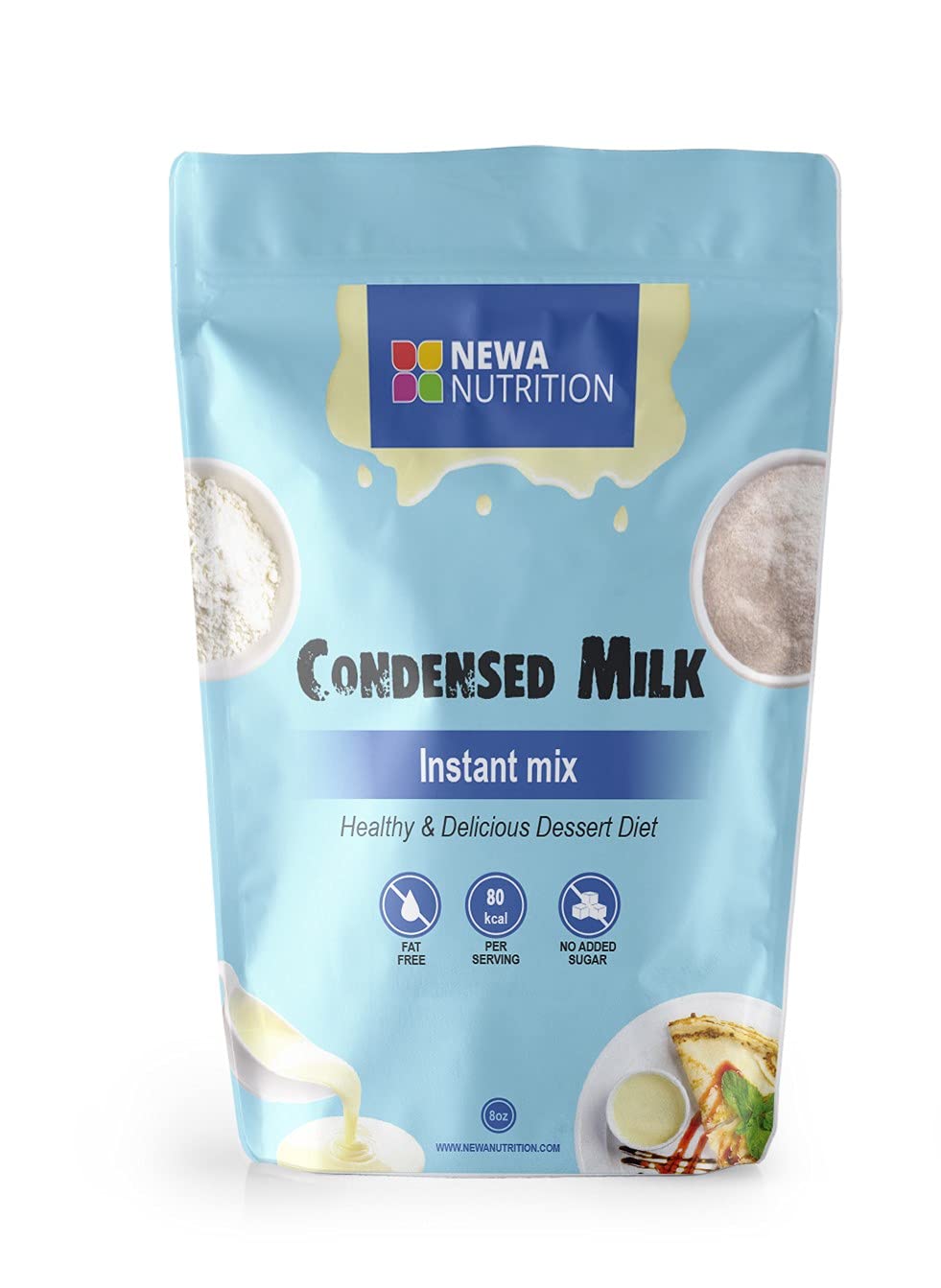 Sugar Free (No Sugar Added) Gluten Free Non GMO Condensed Milk Mix. Weight: 8 oz/226.8 gr. (Pack of 2)