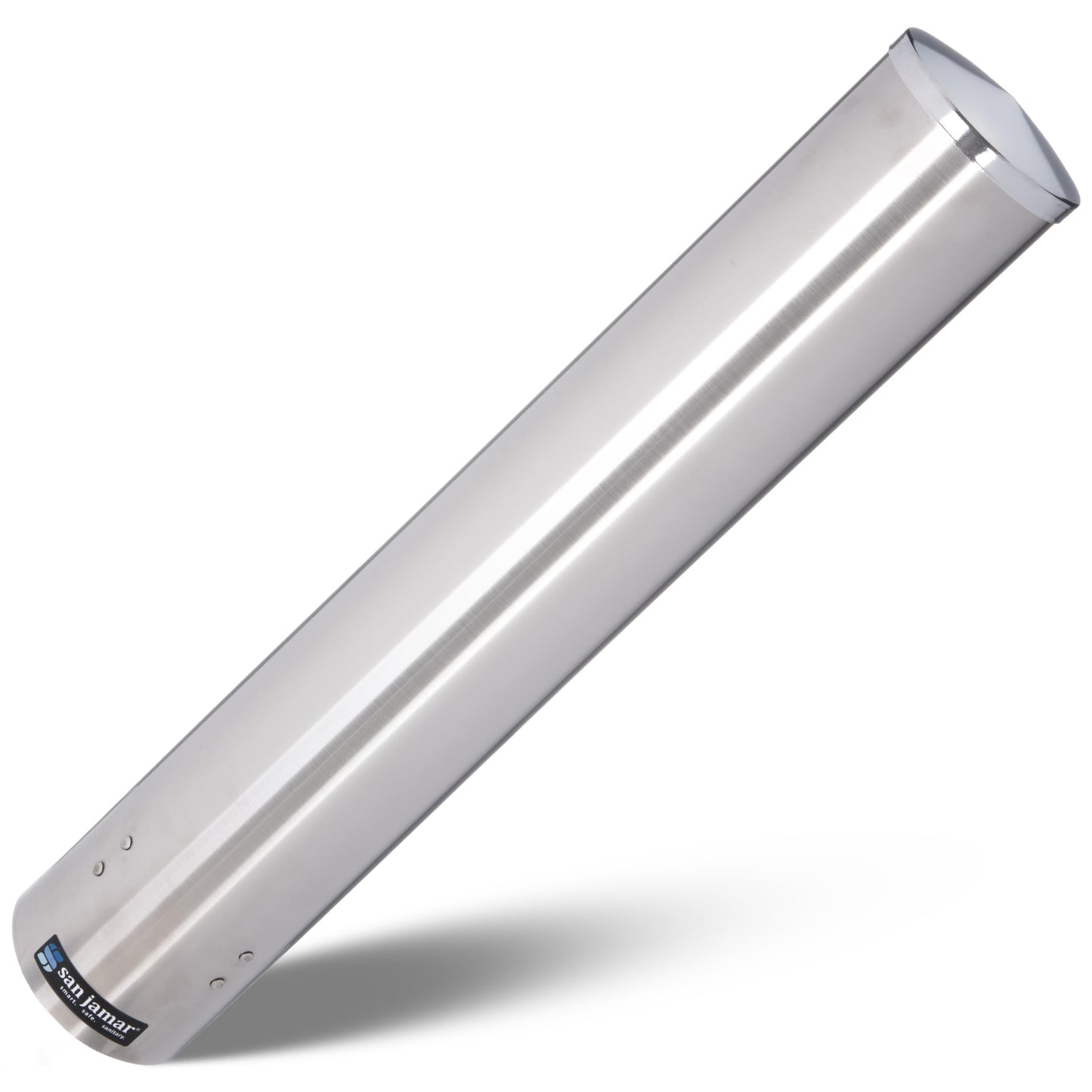 San Jamar 23.5" Pull Type Cup Dispenser - Stainless Steel 12 to 24 Oz Cup Holder with Flip Cap for Restaurants, Dining Halls, Fast Food Beverage