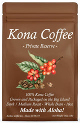100% Hawaiian Kona Coffee - Whole Bean - Dark/Medium Roast - 1lb (16oz) - Farm Fresh - Grown and Packaged on the Big Island of Hawaii - Keokea Coffee