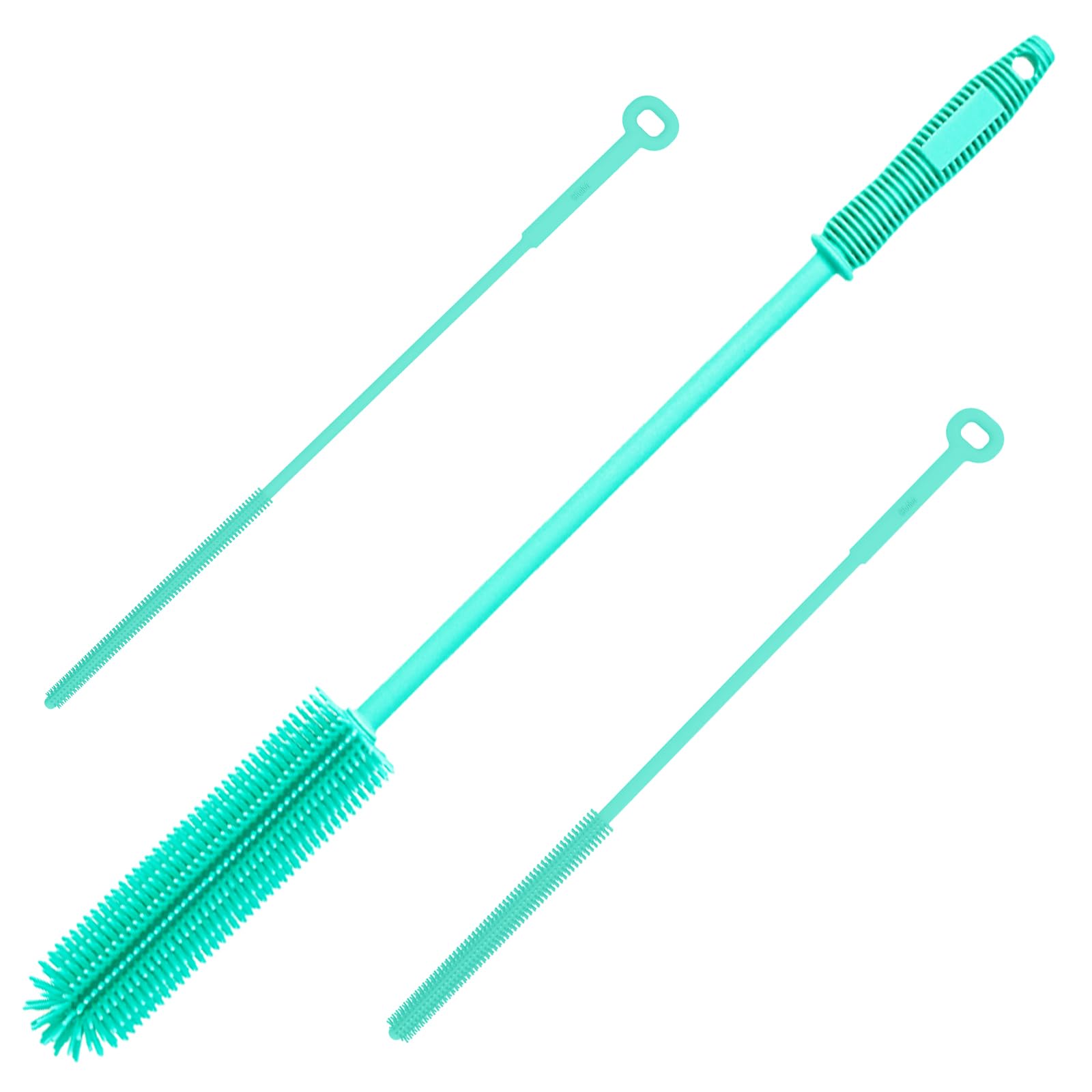 Silicone Water Bottle Brush and Straw Cleaner Set,Long Bottle Brush,Straw Cleaning Brush Silicone,Long Handle Scrub Cleaning Brush for Narrow Neck