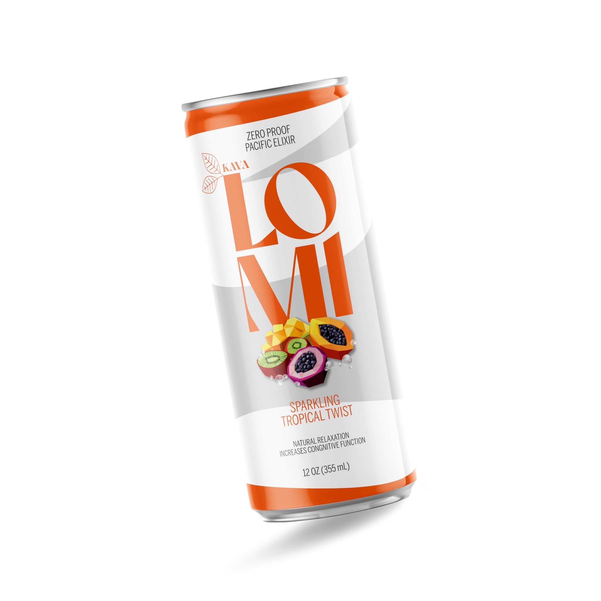 LOMI Zero Proof Pacific Elixir Sparkling Tropical Twist, Natural Relaxation Kava Drink with Adaptogens, Low-Calorie, Gluten-Free, Vegan, 12 fl oz, 4