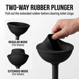 VegStow Toilet Plunger and Bowl Brush with Holder, Heavy Duty Toilet Brush and Plunger Set for Bathroom Cleaning, 1 Set (Black)
