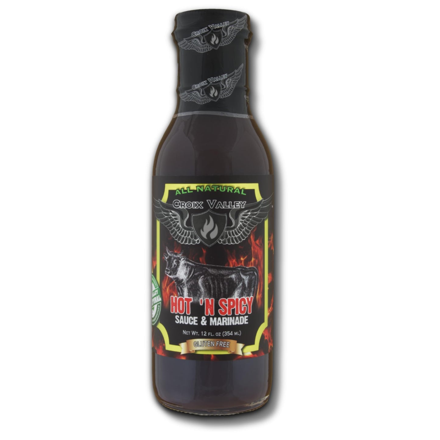 Croix Valley Hot 'n Spicy Sauce & Marinade - 3 Pack (12 oz Glass Bottles) - Bold Sweet Heat with a Lingering Kick - Gluten-Free, No MSG, No High