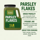 Toss European Dried Parsley Flakes Bulk 16 OZ -Medium Cut Parsley Seasoning - Great Addition to Cooking,Soups, Salads and Baking - Great Source