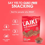 LAIKI Gluten Free Rice Crackers, Red Rice, Resealable 3.53 Ounce Bag
