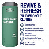 HEX Performance Laundry Detergent, Unscented, 100 Loads (50ld Pack of 2) - Concentrated Activewear Detergent for Odor Removal, Sweat & Residue