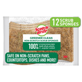 Scotch-Brite Greener Clean Non-Scratch Scrub Sponges, For Washing Dishes and Cleaning Kitchen, 12 Scrub Sponges