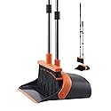 VEVOR Broom and Dustpan Set, Heavy Duty Dustpan and Broom Combo with Self-Cleaning Teeth, Metal Upright Standing Dust Pan with Long Handle, Ideal
