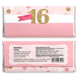 Big Dot of Happiness Sweet 16 - Candy Bar Wrappers 16th Birthday Party Favors - Set of 24