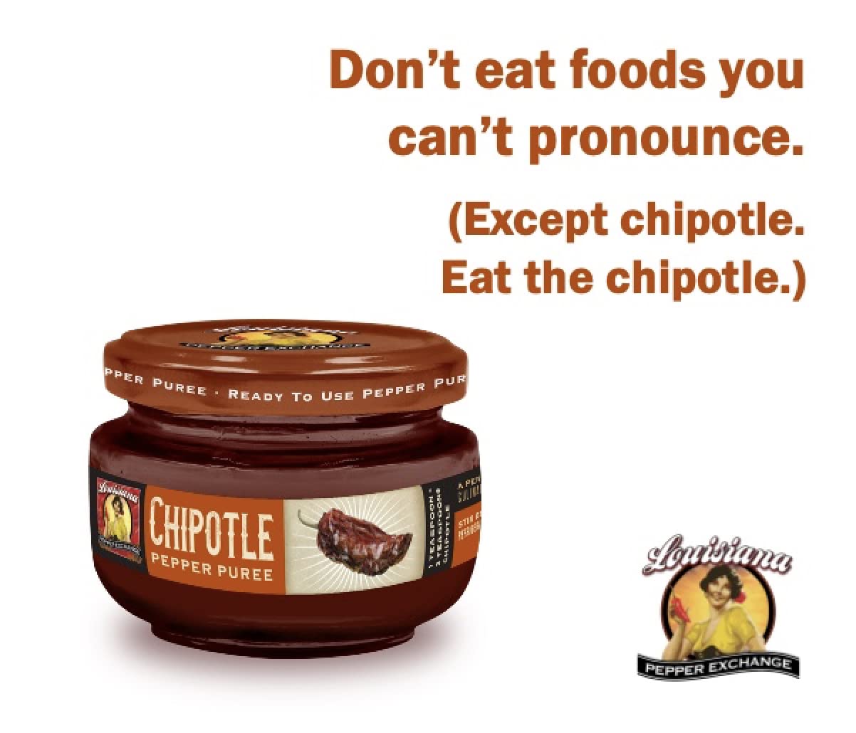 Chipotle - Louisiana Pepper Exchange - Fresh Pepper Replacement (Chipotle Pepper Puree) 1 Jar - Plant-Based, Gluten-Free. Replace Chipotle in Adobo