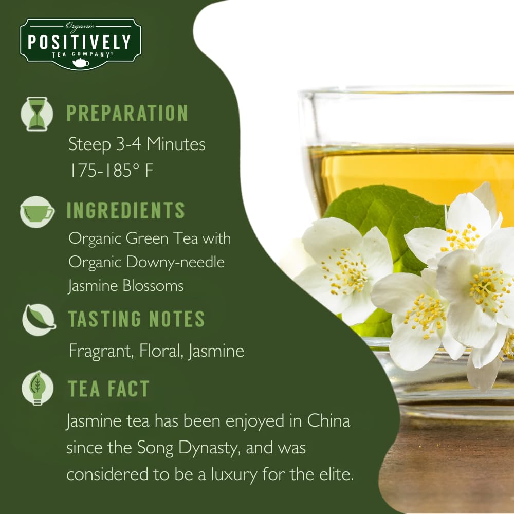Organic Positively Tea Company, Jasmine Green Tea, Loose Leaf, 16 Ounce