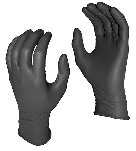 50 Pack Men's Extra Large Black Grease Monkey Nitrile Disposable Gloves